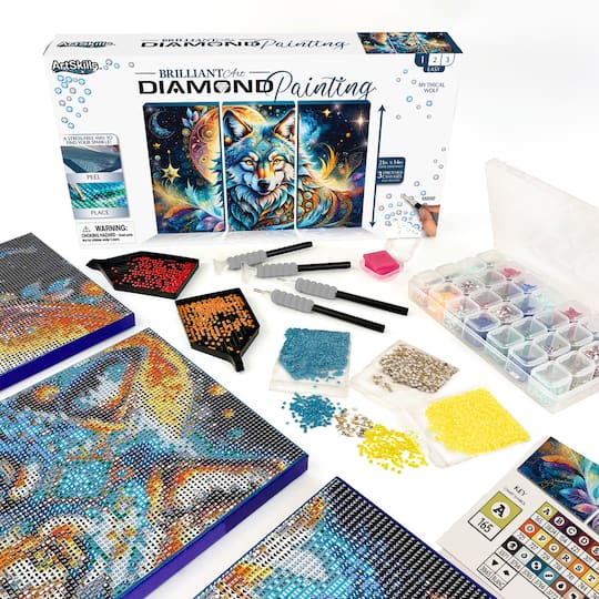 ArtSkills® Brilliant Art Mythical Wolf Stretched Canvas Diamond Painting Kit